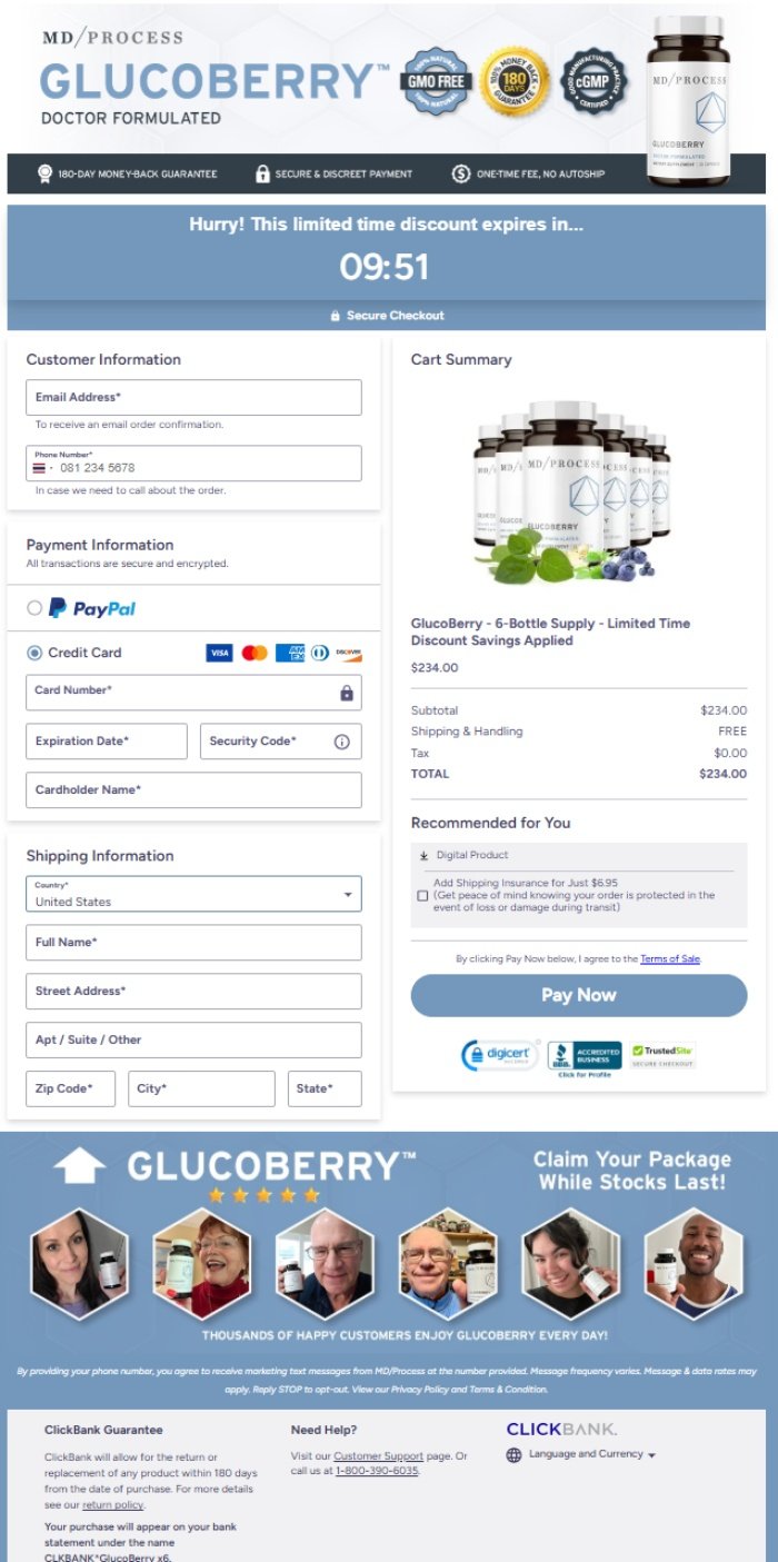 GlucoBerry Official Website Secure Order Page